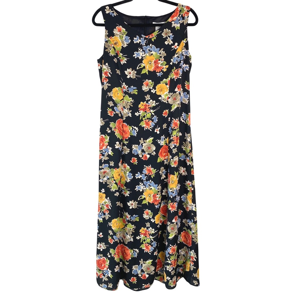 Coldwater Creek Womens Floral Maxi Dress Black‎ Whimsigoth Dark Cottagecore Y2K
